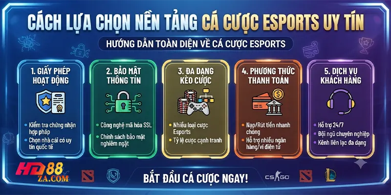 Cách lựa chọn nền tảng cá cược eSports uy tín