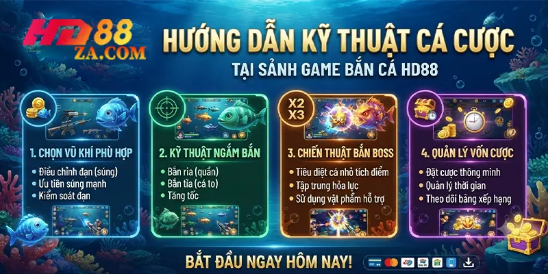 Hướng dẫn kỹ thuật cá cược tại hd88 ở sảnh game bắn cá