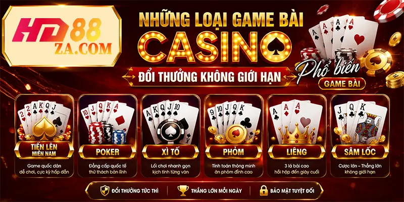 Những loại game bài casino đổi thưởng không giới hạn phổ biến